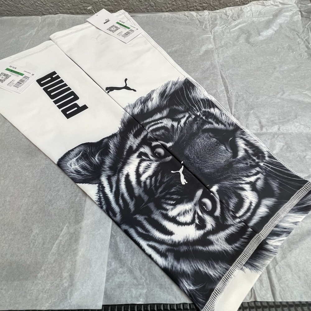 Puma Christian Pulisic Soccer Compression Arm Sleeves White Tiger Tattoo Pair M